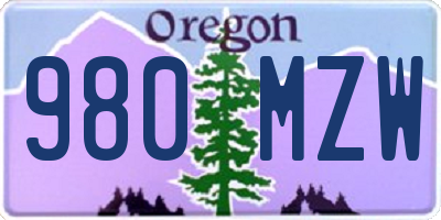 OR license plate 980MZW
