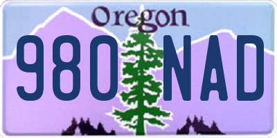 OR license plate 980NAD