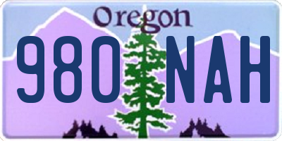 OR license plate 980NAH