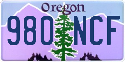 OR license plate 980NCF