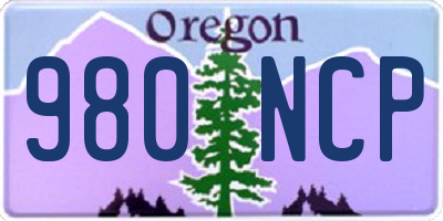 OR license plate 980NCP