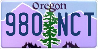 OR license plate 980NCT