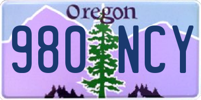 OR license plate 980NCY