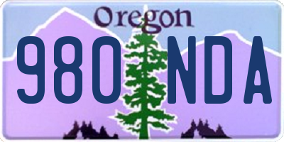 OR license plate 980NDA