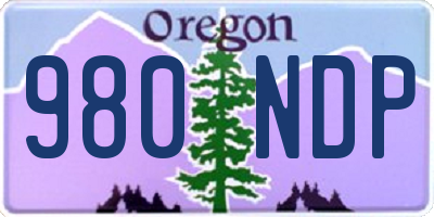 OR license plate 980NDP