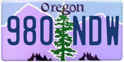 OR license plate 980NDW