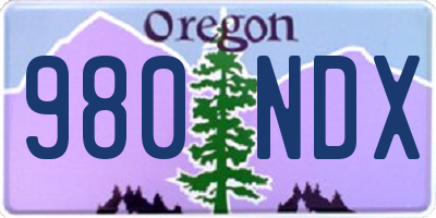 OR license plate 980NDX