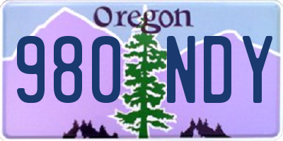 OR license plate 980NDY