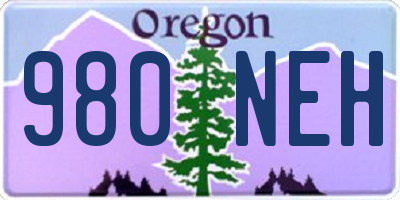 OR license plate 980NEH