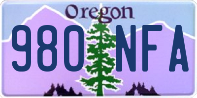 OR license plate 980NFA