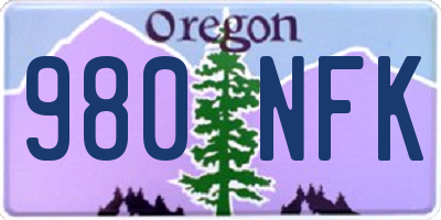 OR license plate 980NFK