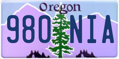 OR license plate 980NIA