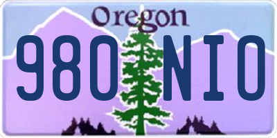 OR license plate 980NIO