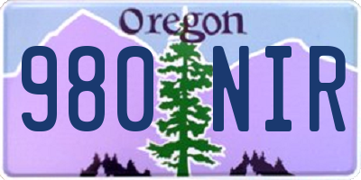 OR license plate 980NIR