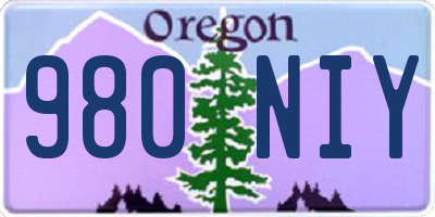 OR license plate 980NIY