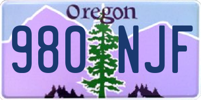 OR license plate 980NJF