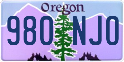 OR license plate 980NJO