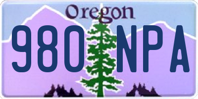 OR license plate 980NPA