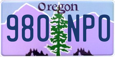 OR license plate 980NPO