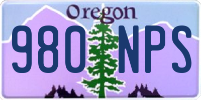 OR license plate 980NPS