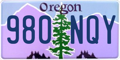 OR license plate 980NQY