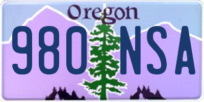 OR license plate 980NSA