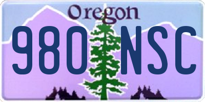 OR license plate 980NSC