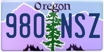 OR license plate 980NSZ