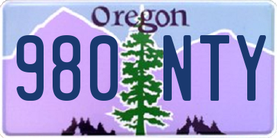 OR license plate 980NTY