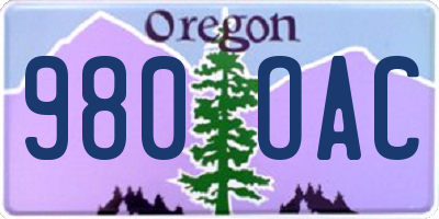 OR license plate 980OAC