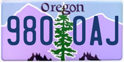 OR license plate 980OAJ