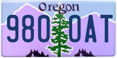 OR license plate 980OAT