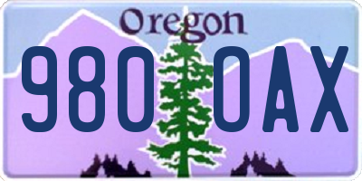 OR license plate 980OAX