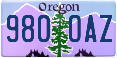 OR license plate 980OAZ