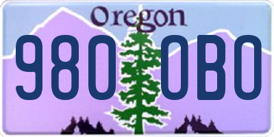 OR license plate 980OBO