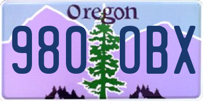 OR license plate 980OBX