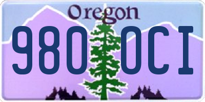 OR license plate 980OCI