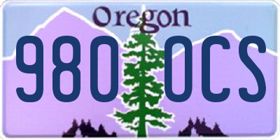 OR license plate 980OCS