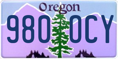 OR license plate 980OCY
