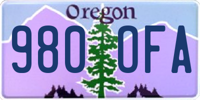 OR license plate 980OFA