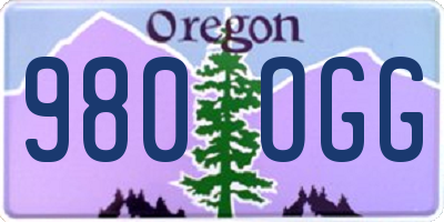OR license plate 980OGG