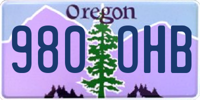 OR license plate 980OHB