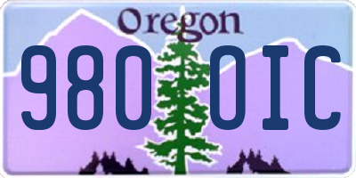 OR license plate 980OIC