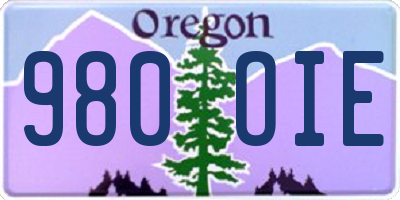 OR license plate 980OIE