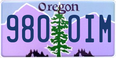 OR license plate 980OIM