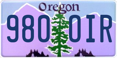 OR license plate 980OIR