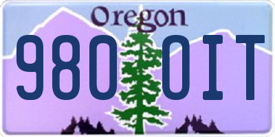 OR license plate 980OIT