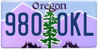 OR license plate 980OKL