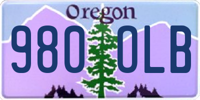 OR license plate 980OLB