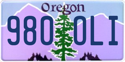 OR license plate 980OLI
